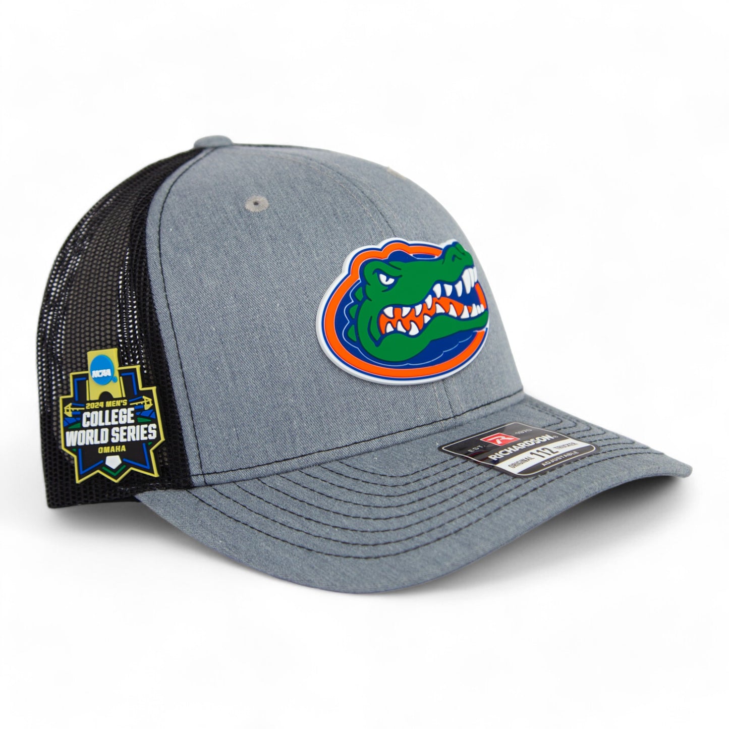 Florida Gators 2024 Men's College World Series Snapback Trucker Hat- Heather Grey/ Black