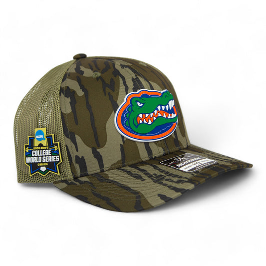 Florida Gators 2024 Men's College World Series Snapback Trucker Hat- Mossy Oak Bottomland/ Loden