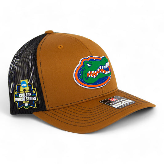 Florida Gators 2024 Men's College World Series Snapback Trucker Hat- Caramel/ Black