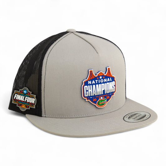 Florida Gators 2025 Final Four National Champions 3D YP Snapback Flat Bill Trucker Hat- Silver/ Black