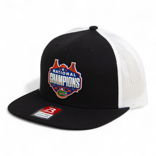 Florida Gators 2025 Basketball National Champions 3D Wool Blend Flat Bill Hat- Black/ White