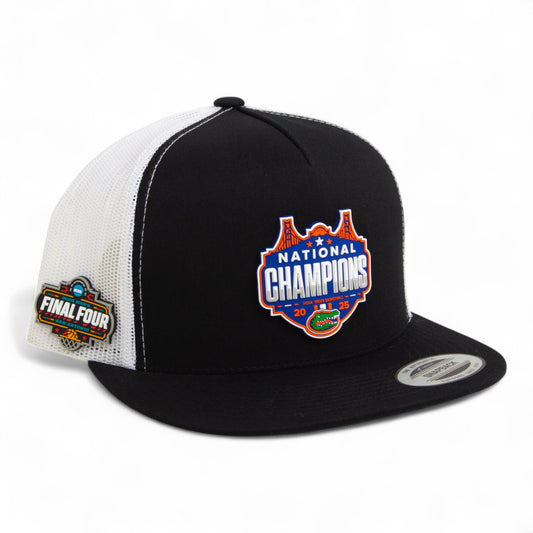 Florida Gators 2025 Final Four National Champions 3D YP Snapback Flat Bill Trucker Hat- Black/ White