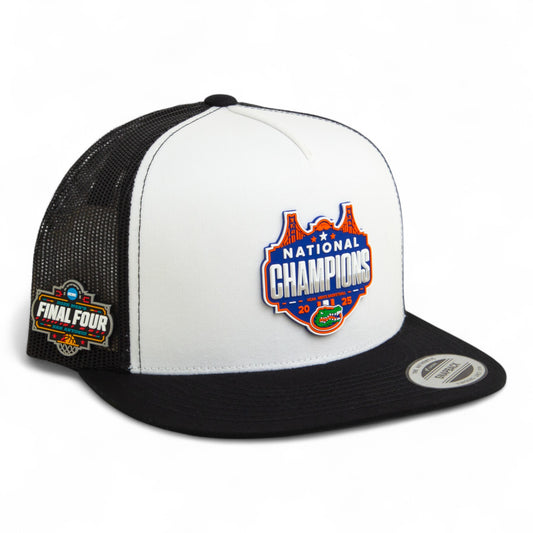 Florida Gators 2025 Final Four National Champions 3D YP Snapback Flat Bill Trucker Hat- White/ Black