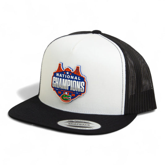 Florida Gators 2025 Basketball National Champions 3D YP Snapback Flat Bill Trucker Hat- White/ Black