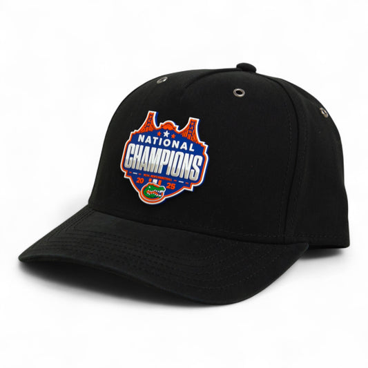 Florida Gators 2025 Basketball National Champions 3D Snapback Canvas Hat- Black