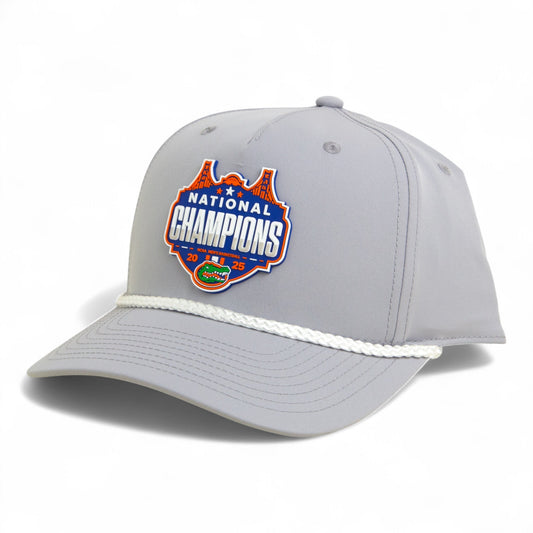 Florida Gators 2025 Final Four National Champions 3D Five Panel Classic Rope Hat- Grey/ White