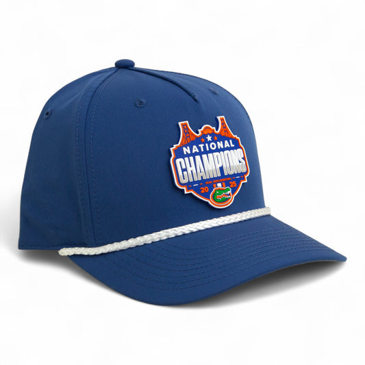 Florida Gators 2025 Basketball National Champions 3D Five Panel Classic Rope Hat- Light Blue/ White