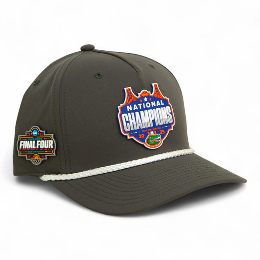 Florida Gators 2025 Final Four National Champions 3D Five Panel Classic Rope Hat- Olive/ White