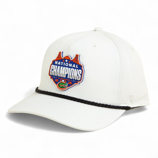 Florida Gators 2025 Basketball National Champions 3D Five Panel Classic Rope Hat- White/ Black