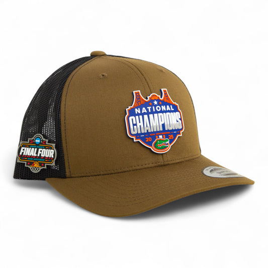 Florida Gators 2025 Final Four National Champions 3D YP Snapback Trucker Hat- Coyote/ Black