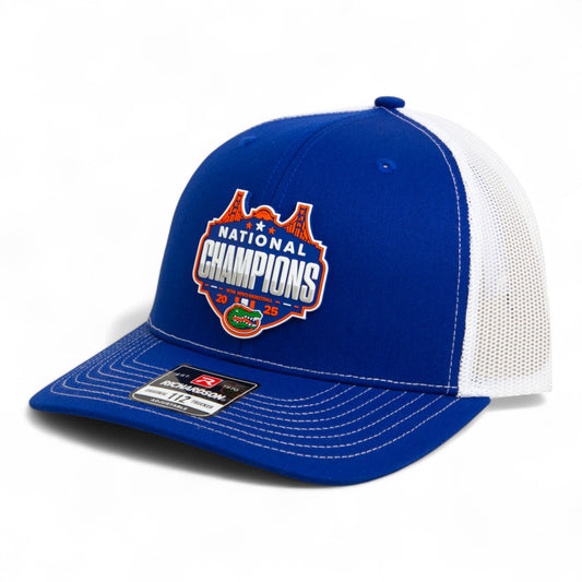 Florida Gators 2025 Basketball National Champions Snapback Trucker Hat- Royal/ White