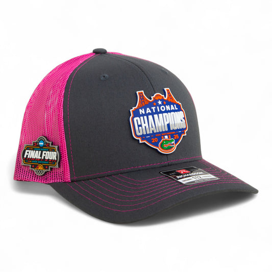 Florida Gators 2025 Final Four National Champions Snapback Trucker Hat- Charcoal/ Pink