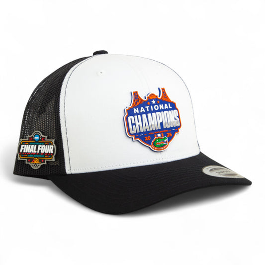 Florida Gators 2025 Final Four National Champions 3D YP Snapback Trucker Hat- White/ Black