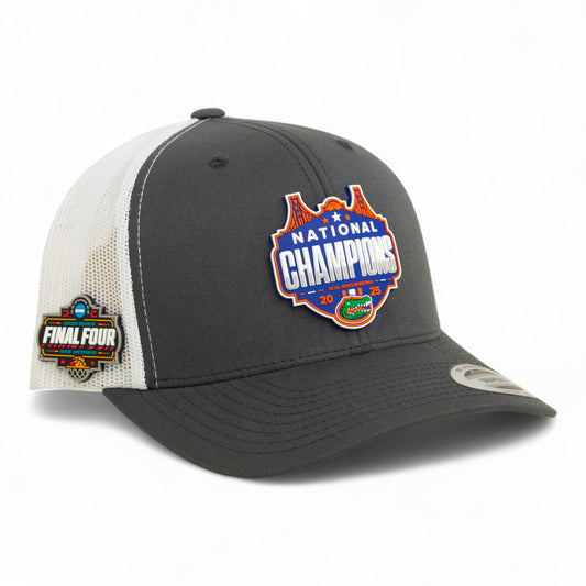 Florida Gators 2025 Final Four National Champions 3D YP Snapback Trucker Hat- Charcoal/ White