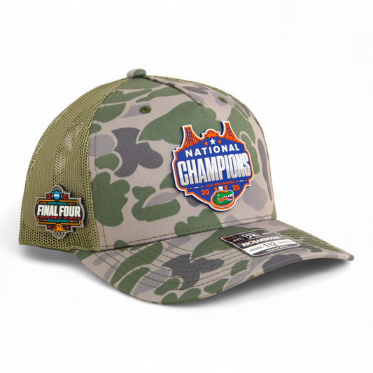 Florida Gators 2025 Final Four National Champions Snapback Trucker Hat- Marsh Duck Camo/ Loden