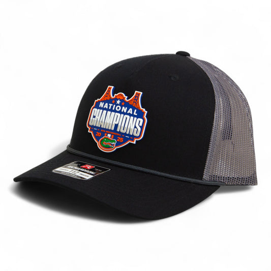 Florida Gators 2025 Basketball National Champions Snapback Trucker Rope Hat- Black/ Charcoal