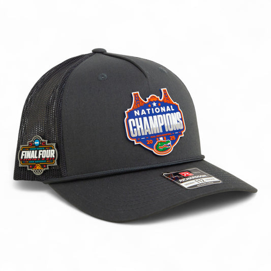 Florida Gators 2025 Final Four National Champions Snapback Trucker Rope Hat- Charcoal