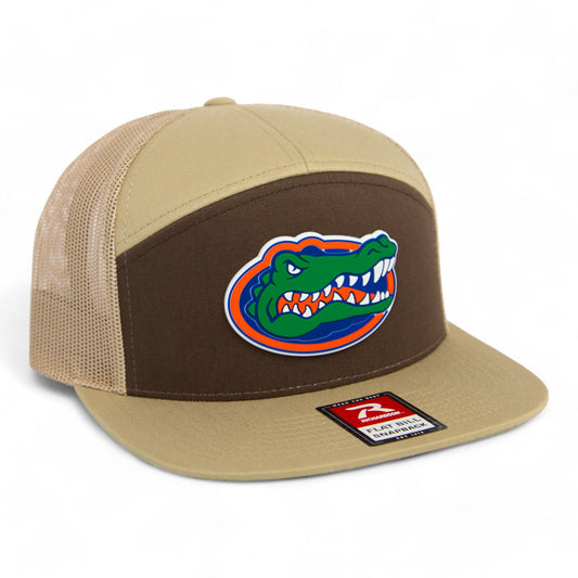 Florida Gators 3D Snapback Seven-Panel Flat Bill Trucker Hat- Brown/ Tan