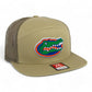 Florida Gators 3D Snapback Seven-Panel Flat Bill Trucker Hat- Pale Khaki/ Loden Green