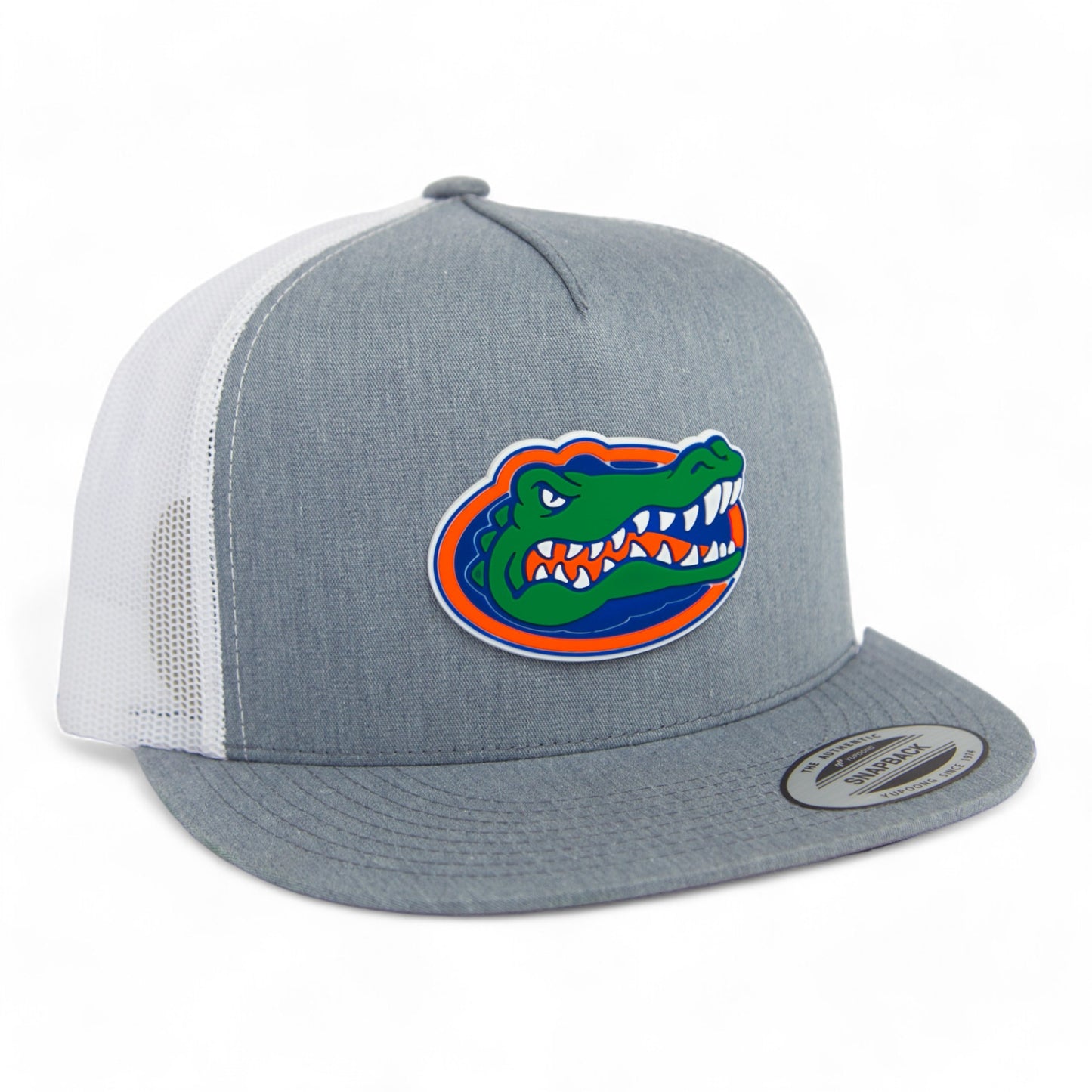 Florida Gators 3D YP Snapback Flat Bill Trucker Hat- Heather Grey/ White