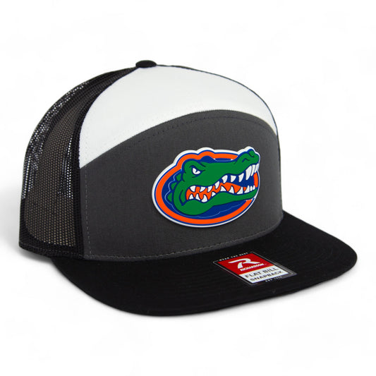 Florida Gators 3D Snapback Seven-Panel Flat Bill Trucker Hat- Charcoal/ White/ Black