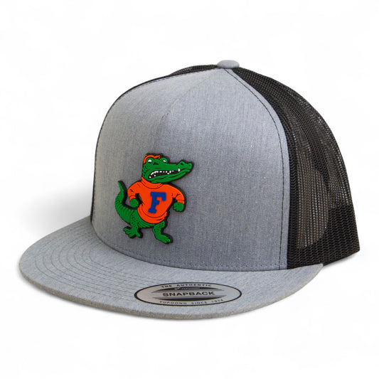 Florida Gators Retro Albert 3D YP Snapback Flat Bill Trucker Hat- Heather Grey/ Black