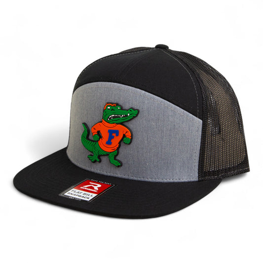 Florida Gators Retro Albert 3D Snapback Seven-Panel Flat Bill Trucker Hat- Heather Grey/ Black
