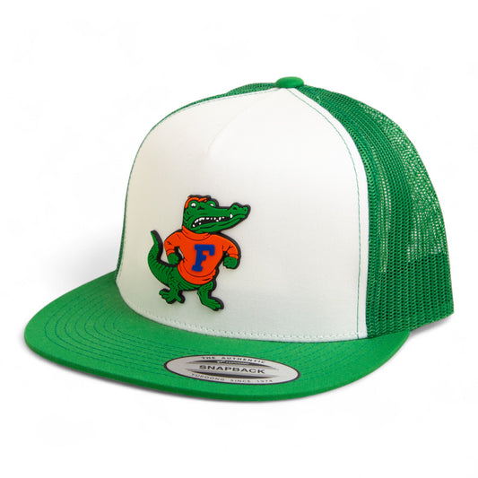 Florida Gators Retro Albert 3D YP Snapback Flat Bill Trucker Hat- White/ Kelly Green