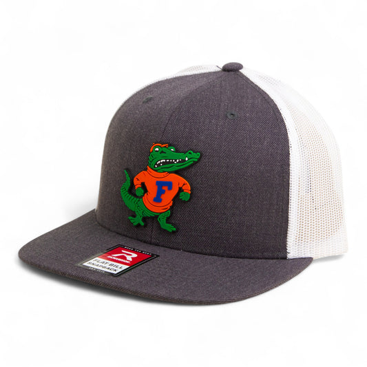 Florida Gators Retro Albert 3D Wool Blend Flat Bill Hat- Heather Charcoal/ White