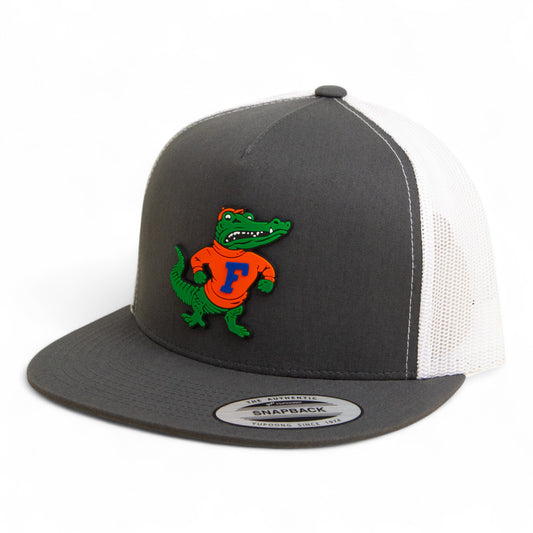 Florida Gators Retro Albert 3D YP Snapback Flat Bill Trucker Hat- Charcoal/ White
