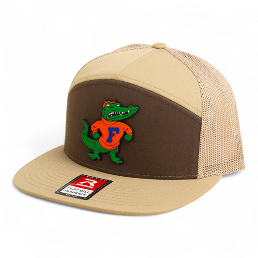 Florida Gators Retro Albert 3D Snapback Seven-Panel Flat Bill Trucker Hat- Brown/ Tan