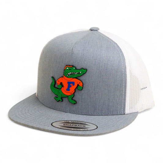 Florida Gators Retro Albert 3D YP Snapback Flat Bill Trucker Hat- Heather Grey/ White