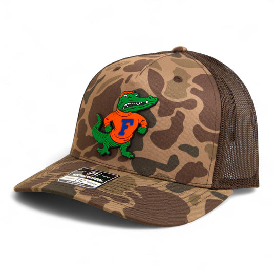 Florida Gators Retro Albert 3D Snapback Trucker Hat- Bark Duck Camo/ Brown