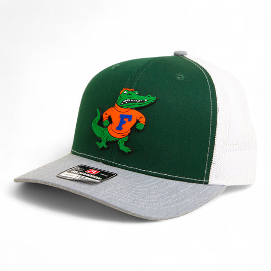 Florida Gators Retro Albert 3D Snapback Trucker Hat- Dark Green/ White/ Heather Grey