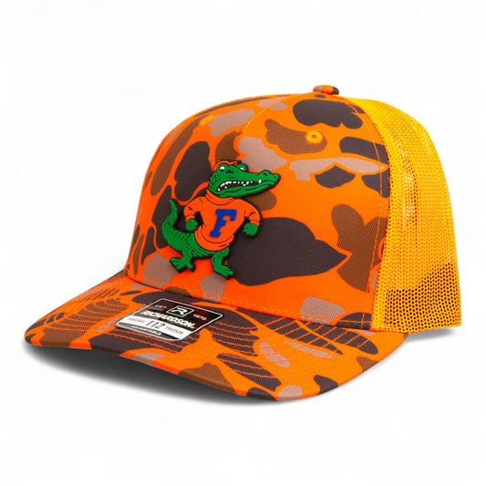 Florida Gators Retro Albert 3D Snapback Trucker Hat- Blaze Duck Camo/ Blaze