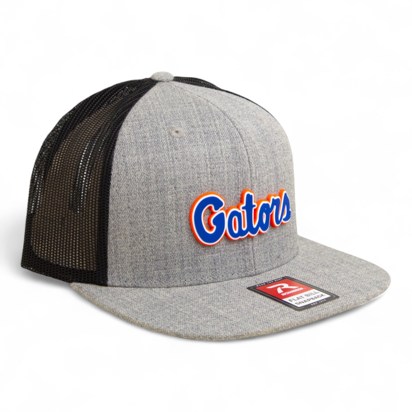 Florida Gators Script Blue 3D Wool Blend Flat Bill Hat- Heather Grey/ Black