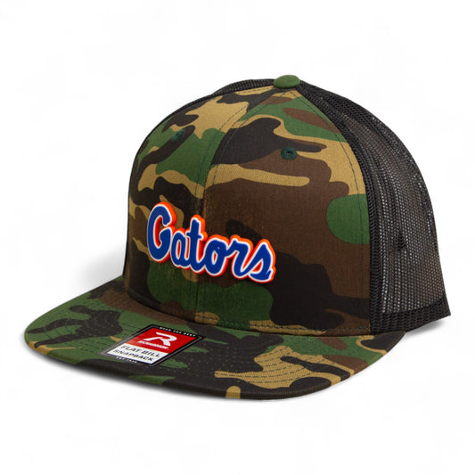 Florida Gators Script Blue 3D Wool Blend Flat Bill Hat- Army Camo/ Black