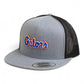 Florida Gators Script Blue 3D YP Snapback Flat Bill Trucker Hat- Heather Grey/ Black