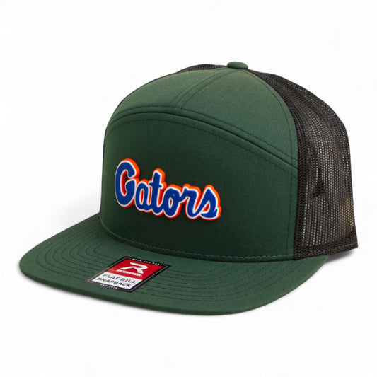 Florida Gators Script Blue 3D Snapback Seven-Panel Flat Bill Trucker Hat- Dark Green/ Black