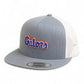 Florida Gators Script Blue 3D YP Snapback Flat Bill Trucker Hat- Heather Grey/ White