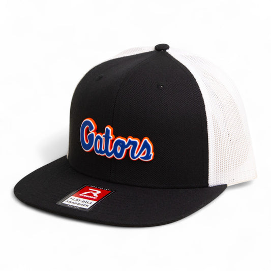 Florida Gators Script Blue 3D Wool Blend Flat Bill Hat- Black/ White