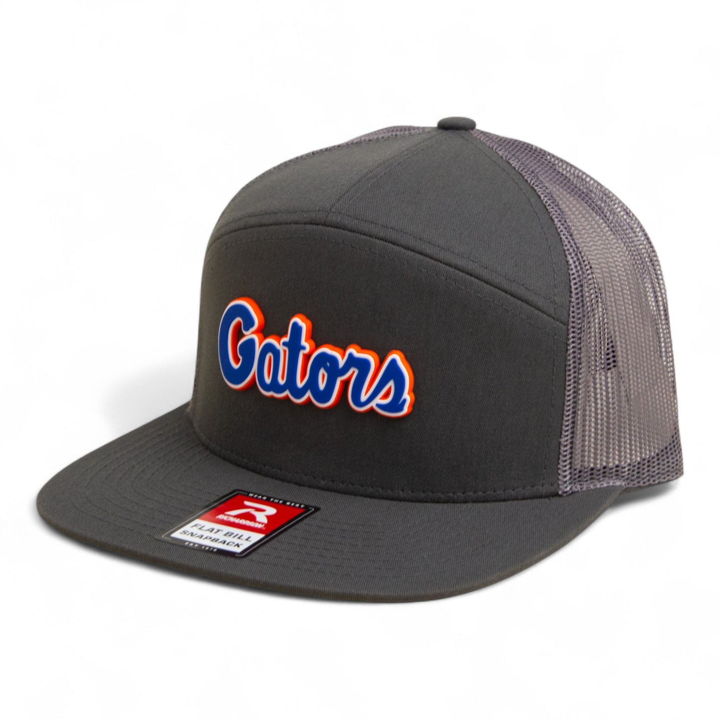 Florida Gators Script Blue 3D Snapback Seven-Panel Flat Bill Trucker Hat- Charcoal