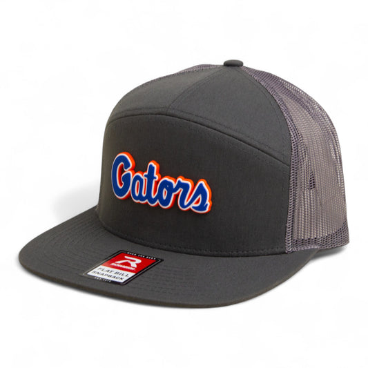 Florida Gators Script Blue 3D Snapback Seven-Panel Flat Bill Trucker Hat- Charcoal