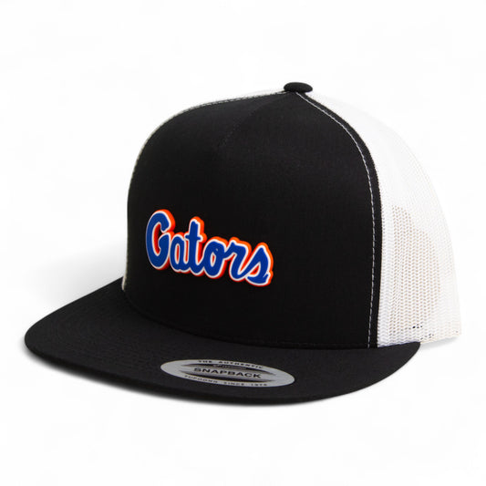 Florida Gators Script Blue 3D YP Snapback Flat Bill Trucker Hat- Black/ White
