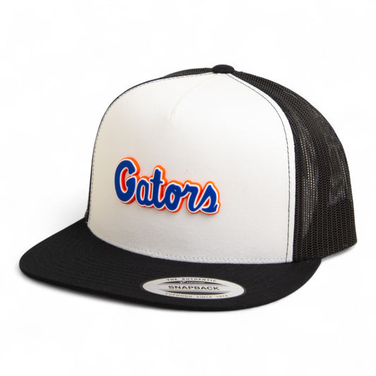 Florida Gators Script Blue 3D YP Snapback Flat Bill Trucker Hat- White/ Black
