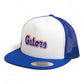 Florida Gators Script Blue 3D YP Snapback Flat Bill Trucker Hat- White/ Royal