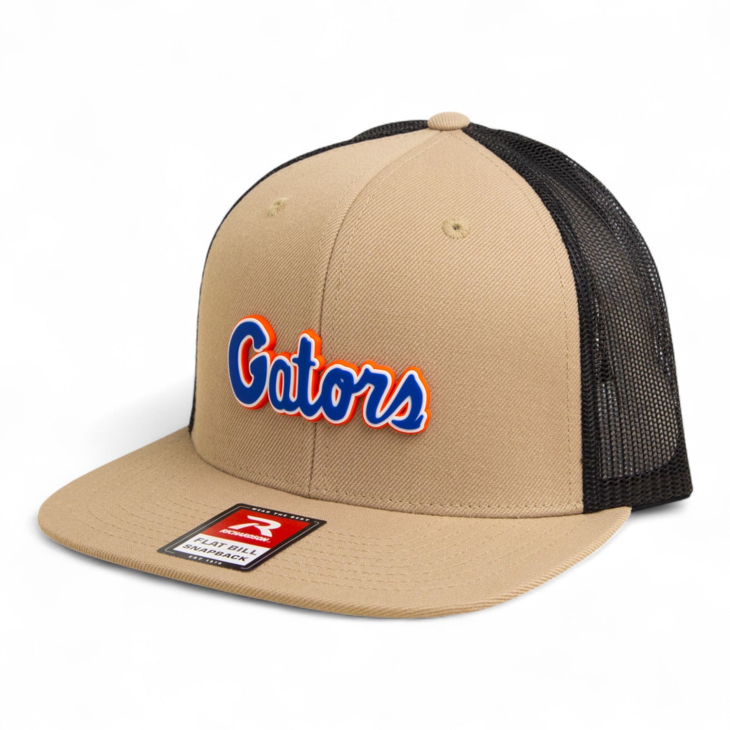 Florida Gators Script Blue 3D Wool Blend Flat Bill Hat- Tan/ Black