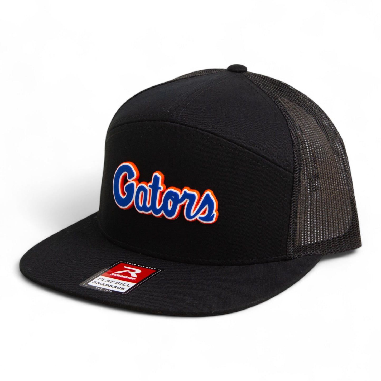 Florida Gators Script Blue 3D Snapback Seven-Panel Flat Bill Trucker Hat- Black