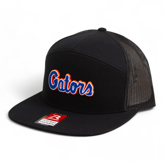 Florida Gators Script Blue 3D Snapback Seven-Panel Flat Bill Trucker Hat- Black