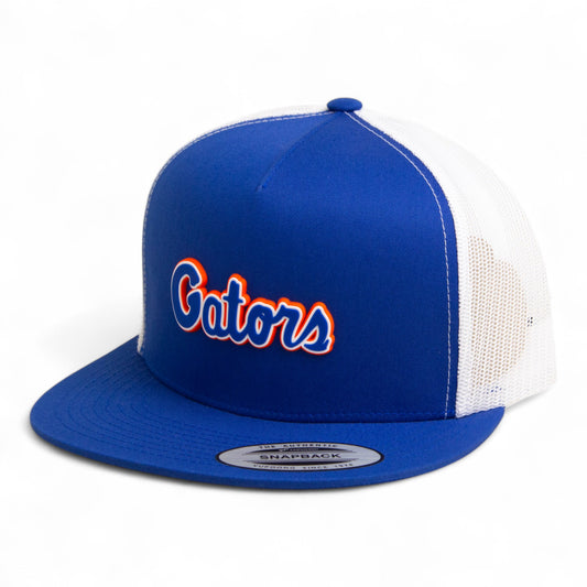 Florida Gators Script Blue 3D YP Snapback Flat Bill Trucker Hat- Royal/ White